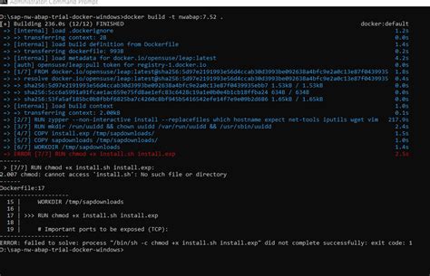 Docker: chmod: cannot access 'chmod': No such file or directory.